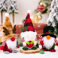 Gnome de Noël festif en peluche avec chapeau écossais, figurine de vieil homme de la forêt Rudolph avec bois de cerf, ornements nains pour la décoration de Noël à la maison et les fêtes