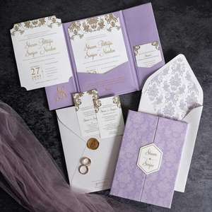 Juego Completo de Invitaciones de Boda al por Mayor, Estilo Personalizado, Color, Cartulina, Impresión Tipográfica, Grabado en Relieve para Empresas de Eventos - Product Image 6