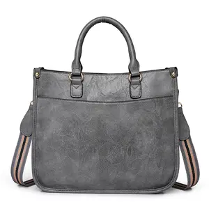 2024 Women's Vintage Style Casual Tote Shoulder Bag Crossbody Briefcase Single Strap Zip Closure Waterproof Polyester Lining