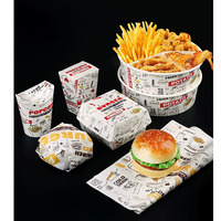 Ensemble d'emballages en papier pour la restauration rapide, boîte à hamburger jetable, porte-frites, récipient à popcorn pour les restaurants, les plats à emporter et les fournitures de fête