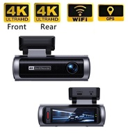 Caméras de tableau de bord pour voitures, vente en gros d'usine OEM/ODM, haute qualité, 4K+4K, double objectif, Wifi, DVR de voiture, caméras avant et arrière