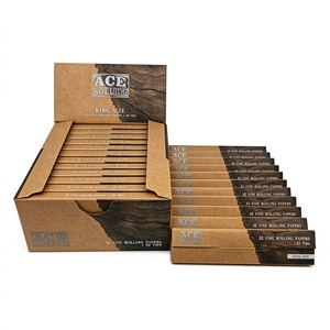 HermitCrab-Ace Ultra Thin 10g Custom Brown King Size Tobacco Leaves Cigarette Rolling Paper with tips - Product Image 1