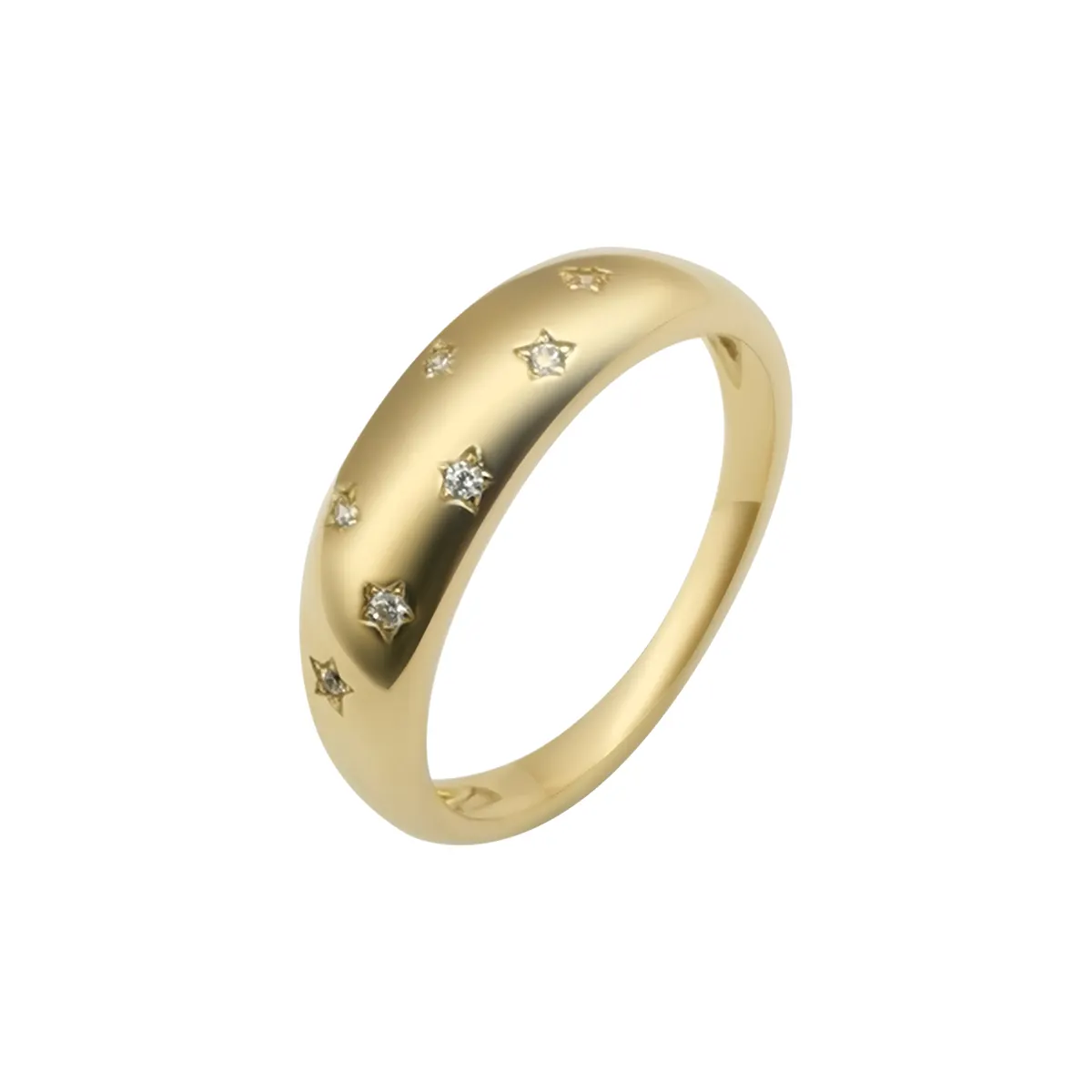 Anillos de dedo de zirconia de oro amarillo sólido, joyería fina de buena calidad, diseño Simple clásico, AU375, 9K