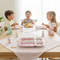 Ensemble de vaisselle pour enfants à motifs de dessins animés écologiques, assiette mignonne en mélamine givrée, boîte marron, plat rectangulaire, idéal pour la rentrée scolaire