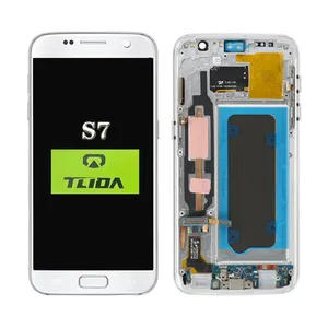 TLIDA marka LCD telefon ekranı Samsung Galaxy S7 kenar G930 G930F çerçeve ile LCD ekran Digitizer meclisi
