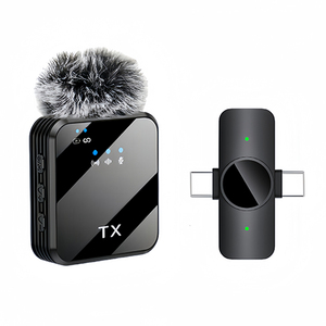 Micrófono de condensador dual individual F13, micrófono Lavalier inalámbrico con funda de viento para reuniones, micrófono con Clip de cuello <span class=keywords><strong>Vlogging</strong></span> - Product Image 2