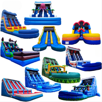 Toboggan gonflable bleu durable de qualité commerciale, 30 pieds, personnalisé, avec piscine et souffleur