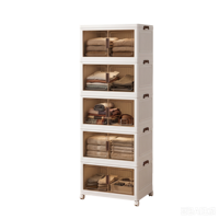 Boîte de rangement pliable en plastique avec roulettes, organisateur de garde-robe couvert, conteneur ménager empilable