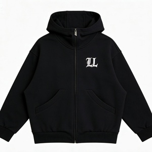 Wholesale custom 400gsm 100% cotton oversized men's zipper hoodie casual blank zipper hoodie men's hoodie