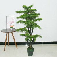 Bonsaï artificiel unique Podocarpus pour villa, salon, salon de thé, aménagement paysager de style zen, grande plante verte décorative au sol