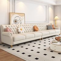 Ensemble de canapés en cuir de style crème français pour salon, nouveau canapé en cuir de luxe américain simple pour villa européenne