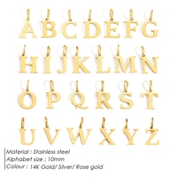 Pendentif Breloque Initiale Alphabet Lettre 10mm en Acier Inoxydable Plaqué Or PVD 14K Style INS pour Bricolage, Accessoire de Bijouterie