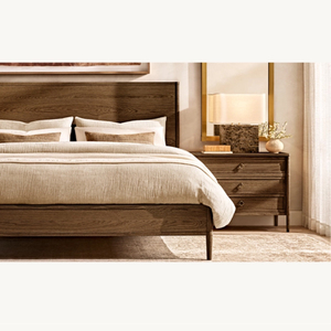 モダン無垢材サイドテーブル 3段引出し 寝室ナイトスタンド 収納キャビネット リビングルーム家具 - Product Image 5