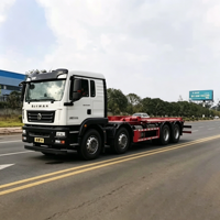 Camion de collecte des déchets à benne arrière SITRAK G5 8X4 diesel, fabriqué en Chine, avec système de levage par crochet, conteneur à déchets interchangeable, Euro 6