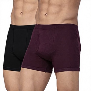 Caleçons boxeurs mi-taille 100 % coton pour hommes, couleur unie, respirants, taille élastique, style décontracté, longueur courte, sous-vêtements tricotés - Product Image 2