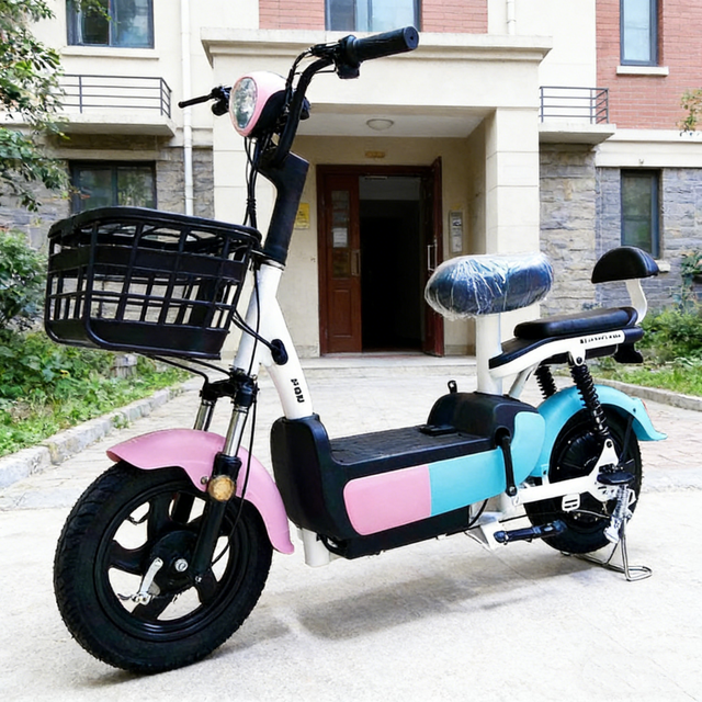 Multicolor Steel Frame 48V 3-Speed Electronic EBike with 350W Brushless Quiet Rear Hub Motor and Rear Seat