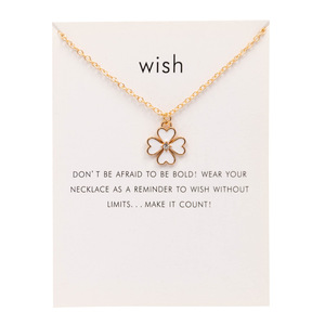 Mode trèfle pendentif collier rouge blanc bleu émail feuille femmes collier couleur dorée lien chaîne cou bijoux en gros souhait - Product Image 6