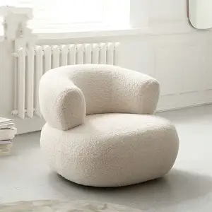 Italienischer Stil Nordisches Design Wohnzimmer Schlafzimmer Lounge Chair Weiß Berber Fleece Einzels ofa Stuhl Entspannende Sherpa Stühle