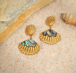 Nouvelles boucles d'oreilles en acier titane de style océanique pour femmes, boucles d'oreilles en acier inoxydable tendance avec un sens du design - Product Image 6