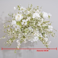 Dekorasi meja Natal bola mawar hidrangea dekorasi salju buatan pengaturan latar belakang panggung pernikahan grosir