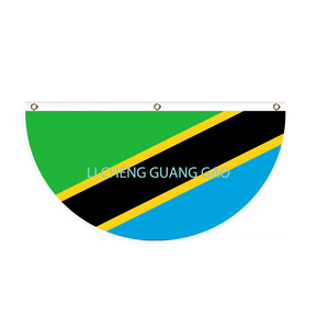 Drapeau éventail de la <span class=keywords><strong>Tanzanie</strong></span> avec boucle en cuivre, drapeau semi-circulaire, en polyester, pour décoration murale de cour ou de fête - Product Image 1