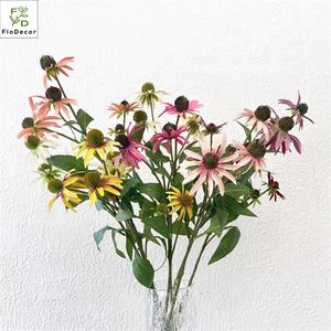 Yüksek kaliteli ipek yapay Echinacea Christmas flower 5 kafaları beyaz yeşil ev masa düğün dekorasyon için noel paskalya - Product Image 3