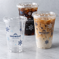 Gobelets en plastique personnalisés avec logo de Noël, avec couvercles, gobelets pour boissons froides en PET pour café, restaurant, emballage de boissons saisonnières, OEM