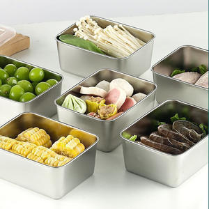 Rechteckige Edelstahl-Backform mit Deckel Single Lunch Box Frisch haltbarer Kühlschrank Lebensmittel Obst Aufbewahrung behälter - Product Image 4
