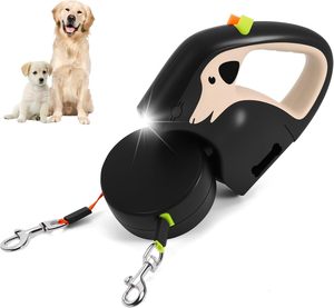 Laisse Rétractable Automatique Double Tête pour Chien avec Lumière LED et Distributeur de Sacs à Déjections – Multifonctionnelle et Lumineuse – Vente en Gros - Product Image 1