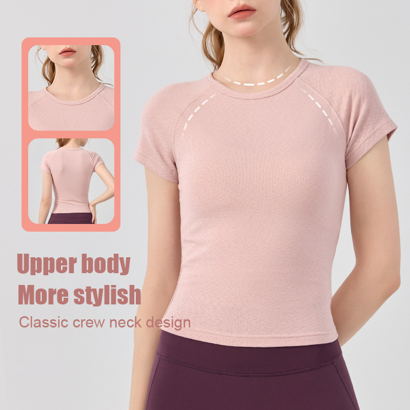 XW-MZ-366 New Round Neck Breathable Quick-drying Fitness Running Women's Short Sleeve Wholesale High Quality Yoga Gym Tops