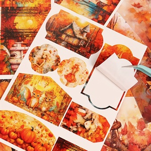 JAI IMAN 24 cartes et 36 autocollants DIY Automne Ensemble de cartes d'<span class=keywords><strong>ephemera</strong></span> inscriptibles pour les fournitures de scrapbooking - Product Image 3