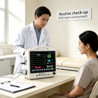 Monitor de Pacientes Portátil PM12B para UCI/Quirófano/Clínica, Pantalla TFT de 12.1 Pulgadas, Salida VGA, EtCO2 y IBP Dual Opcionales