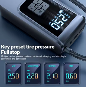 Compresseur d'air portable voiture gonfleur de pneu rechargeable pompe électrique écran Flash LED avec automobile, moteur, vélo, buse à bille - Product Image 3