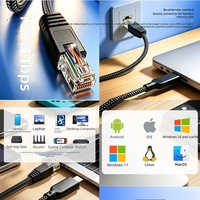 Kabel USB C ke RJ45 Tipe C 1,5m, Kabel Ethernet Gigabit Terhubung Langsung 1Gbps, Kabel Jaringan LAN Internet Kompatibel dengan Laptop