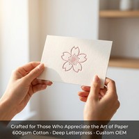 Carte postale personnalisée haut de gamme, luxe, impression typographique Sakura, gaufrage à sec, papier coton 600 g/m², OEM