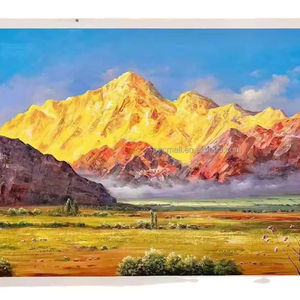Venta al por mayor de pintura de montaña dorada, pastizales, <span class=keywords><strong>paisaje</strong></span> <span class=keywords><strong>pintado</strong></span> a mano personalizado, pintura al óleo personalizada para decoración de hotel y oficina - Product Image 1