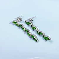 Boucles d'oreilles pendantes artisanales en diopside chromé naturel, argent sterling S925, pour femme, bijoux fins, cadeau d'anniversaire, pierre de naissance de mai
