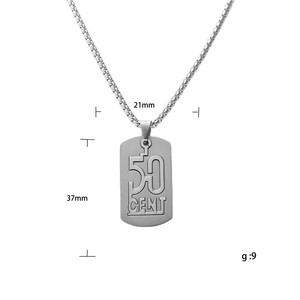 Collar con Colgante de Placa de Identificación de Acero Inoxidable 50 Cent, Diseño Geométrico con Número, Joyería de Regalo para Hombre - Product Image 4