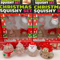 JY Christmas Squishy Stress Relief 4-Piece TPR Fidget Set for 3+ Holiday Gift