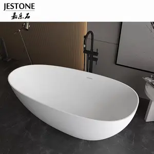 Jestone 2023最新豪华风格定制颜色和形状人造固体表面石头浴缸，适用于公寓和酒店