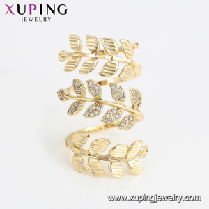 Anillo de Dedo Moderno de Joyería Elegante Xuping 16240, Diseño de Hojas con Baño de Oro, Anillo de Boda - Product Image 3