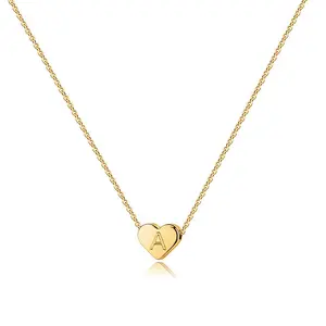 Minúsculo Ouro Coração Inicial Colar 18k Gold Filled Handmade Dainty Carta Personalizada Colar Gargantilha Coração para Mulheres Jóias