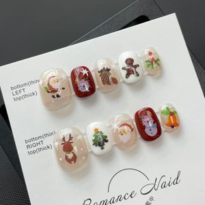 <span class=keywords><strong>Uñas</strong></span> Postizas Hechas a Mano, Diseño <span class=keywords><strong>Navideño</strong></span> con Pegatinas de Animales de Dibujos Animados para Dedos, Piezas de Manicura Aleatorias - Product Image 6