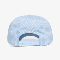 Casquettes de baseball décontractées de qualité supérieure en coton sergé à 5 panneaux, non structurées, avec logo brodé personnalisé à rayures bleues