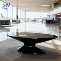 Table basse moderne artistique en fibre de verre noire, écologique, réglable en hauteur, portable et convertible pour salon