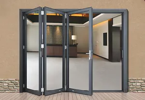 Isolamento térmico pátio bi dobrar portas alumínio vidros dobráveis portas acordeão portas