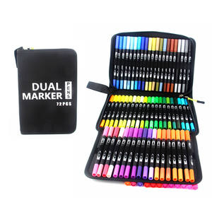 Sac en toile avec logo personnalisé, stylos à double pointe, vente en gros, stylos à aquarelle bon marché, ensemble de stylos à double pointe, marqueur d'art à double pointe - Product Image 1