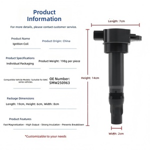 Pièces automobiles Bobines d'allumage MW250963 K00565056 SMW250963 MW250963 358366051 5DA358366051 pour Brillance <span class=keywords><strong>V5</strong></span> 2014 <span class=keywords><strong>Volvo</strong></span> <span class=keywords><strong>V70</strong></span> XC70 S80 - Product Image 2
