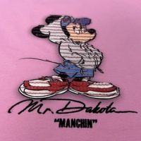 T-shirt léger pour homme 230 g/m² avec broderie 3D, épaules tombantes, manches courtes, style streetwear rose, vêtements décontractés pour homme