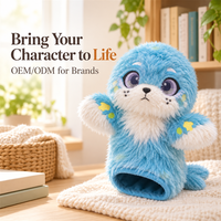 Marionnette de main en peluche personnalisée, motif animal anime, OEM ODM, super douce, brodée, avec logo personnalisé, interactive pour l'histoire